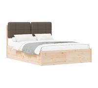 Solid Wood Queen Size Bed Frame with Tufted Upholstered Headboard, Mute Grey 160x200 cm Platform Bed Slats Support, No Box Spring Needed, Easy Assembly, Modern Minimalist Style Bedroom Furniture
