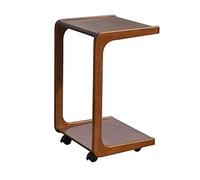 Solid Wood Sofa Side Table Light Movable Bedside Table Tea Table Pulley Small Table Square Table Narrow Corner Square (Color : Wood Color) (Walnut Color)