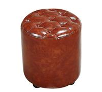 Solid Wood Square Leather Upholstered Cube Pouf Ottoman Footstool Coffee Table Small Bench for Living Room 35x35x40cm