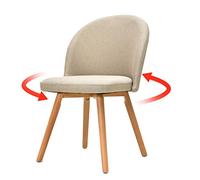 Solid Wood Swivel Chair with Fabric Seat Grey 42 x 42 x 82 cm Study Chair for Office Kitchen Bedroom Supports up to 175 kg/380 lbs