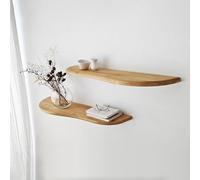 Solid Wood Wall Shelf (2 pezzi), colore Oak Color, 100 x 25 cm, design durevole e elegante, perfetto per la decorazione e l'organizzazione della casa