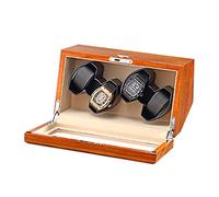 Solid Wood Watch Winder Box 4 Automatic Watches Flexible Watch Pillows Quiet Motor AC Adapter Battery USB Powered (Leather Lining)