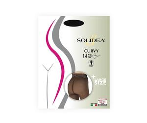 Solidea Curvy 140 den - Collant nero taglia 2 a compressione graduata per il microcircolo, 1 paio