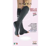 Solidea Gambaletti Relax 140 den Nero coprente punta aperta Cotone 18/21 mmHg Unisex Taglia M