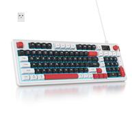 SOLIDEE 96% Tastiera membrana Wireless con Manopola,Wired/Bluetooth 5.0/2.7G,Struttura Gasket&Retroilluminazione RGB,Tastiera meccanica silenziosa,Tastiera Crema con Tastierino Numerico(Black)