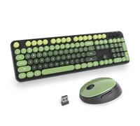 SOLIDEE Combo Tastiera e Mouse Wireless,tastiera macchina da scrivere retro,per Computer con Tasti Rotondi 2.4GHz con Tastierino Numerico,104 Tasti(Americana QWERTY)(DarkGreen Gradient)