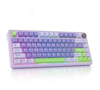 SOLIDEE tastiera gaming meccanica 75 percento con manopola,Bluetooth 5.0/2.4GHz/USB-C tastiera meccanica gasket,tastiera hot swappable South Facing Keycaps,RGB Retroilluminata per Win Mac(Lavender)