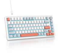 SOLIDEE tastiera gaming meccanica 75 percento,Tastiera Retroilluminata RGB,tastiera meccanica hot swappable/tastiera Gasket,82 tasti TKL NKRO Compatto tastiera con manopola del volume(82 Salmon)
