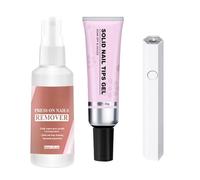 Solido adesivo per unghie Asciugatura rapida Multifunzionale Solido Set di spray per unghie e solvente Adesivo In Gel Per Tip Morbide con dispositivo di rimozione e lampada polimerizzante