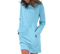 Solido Carino Felpe per Le Donne Manica Lunga Autunno Abiti Alla Moda Vestibilità Larga Comfort Felpe Larga Fit Cartoon 2025 Workou Goth Fashion Ladies Personalizzate Felpe Y2K Preppy, Blu, XL