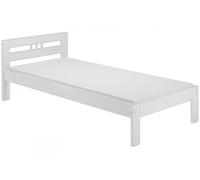Solido letto bianco in Pino 90x190 con doghe rigide e materasso 60.64-09-190WM