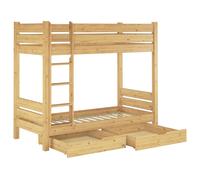Solido letto castello 100x200 in Pino con doghe rigide e 2 cassettoni 60.16-10S2