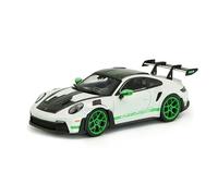Solido Porsche 911 992 GT3 RS 2023 - Modellino di auto Diecast, corsa moderna 911 con grande ala posteriore, aerodinamica dettagliata e cerchi sportivi, bianco con accenti verdi, 1:43
