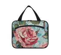 Solido Rosa Retro Rose Hanging Custodia da viaggio per articoli da toeletta con gancio, accessori di design Borsa della medicina per adulti viaggio bolsas de maquillaje para Mujer L