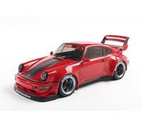 Solido RWB Bodykit 2024 - Tuning per costruzione larga, linee aggressive, schegge e ala posteriore, Diecast modellino auto, rosso con strisce, 1:18