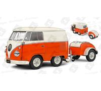 SOLIDO SL1810902 VOLKSWAGEN T1 VAN KOOL COMBI WITH TRAILER 1950 ORANGE/WHITE 1:1