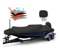 Solim Copertura impermeabile per barca in poliuretano 900D con copertura del motore, tela di poliestere resistente di grado marino da 4,9 a 5,6 m, adatta per bassi da 4,9 a 5,6 m, scafo a V, runabout