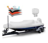 Solim Copertura impermeabile per barca in poliuretano 900D con copertura motore, resistente tela di poliestere rimorchiabile anti-UV, di grado marino, 50-6,7 m, scafo a V, runabout, barca da pesca
