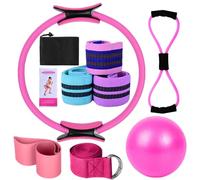 Solinder - Fasce elastiche per il sollevamento glutei, set yoga per donne, attrezzatura Pilates per la casa, Magic Ring Pilates, palla yoga, 25 cm, resistenza a forma di 8