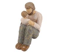Solinder Hand Painted Father and Son Statue, Sturdy Resin Figurine | Aspetto realistico, materiale durevole, facile da pulire, perfetto per le librerie, decorazione per la famiglia