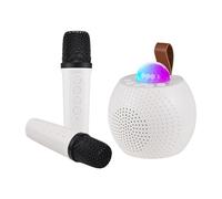 Solinder Macchina per karaoke Macchina per karaoke Mini microfono wireless e altoparlante Set con 2 microfoni Regali per festa di compleanno Desktop Outdoor Home KTV Set Disco Luci LED Microfono