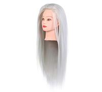Solinder Manichini per Bambole Dall'aspetto Naturale e Fibra di Alta qualità, Testa per Capelli 60 Cm Tagliare, Intrecciare e Progettare (Grigio fumoso)