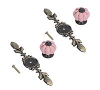 Solinder Pomelli per Cassetti a Forma di Zucca Dipinti a Mano Eleganti Maniglie per Mobili in Ceramica Decorazioni la Casa Set da 2 Pezzi in Lega di Zinco Resistente e Durevole (1045A rosa)