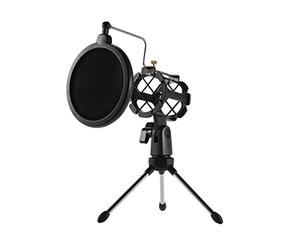 Solinder Supporto per microfono Mini Desktop Supporto per microfono + Supporto Shock Mount per microfono + Kit filtro Pop per registrazioni in studio, trasmissioni online chat e incontri