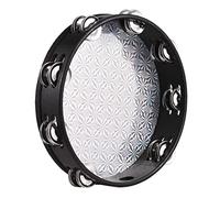 Solinder Tamburello in legno da 10 pollici, con testa a tamburello a doppia fila Jingles riflettente, strumento musicale a percussione