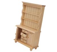 Solinder Vetrina per Casa delle Bambole in Legno a Tre Strati per Accessori Casa delle Bambole, Mini Armadietto, Libreria, Grande Decorazione e Accessorio la Bambini (Colore del legno)