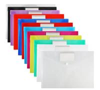 Solinorex 12 Pezzi Cartellina Portadocumenti A4 - Buste Trasparenti 12 Colori丨Porta Documenti, Busta con Bottone A4 per Scuola, Documenti d'ufficio e Compiti