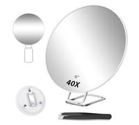 Solinorex Specchio Ingranditore 40X, Specchio per Il Trucco Con Funzione Di Ingrandimento, Specchio Portatile Include Supporto, Pinzette E Forbici, Specchio per Il Trucco Da Viaggio