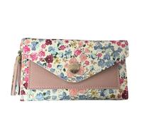 Solis Accessories Busta Floreale - Ecopelle - Nappa, 8 scomparti per carte, tasca portamonete con zip, Fioreale rosa, 10 X 7.5 Centimeters, floreale
