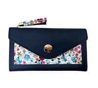 Solis Accessories Busta Floreale - Ecopelle - Nappa, 8 scomparti per carte, tasca portamonete con zip, Marina Militare, 10 X 7.5 Centimeters, floreale