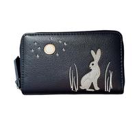 Solis Accessories Moonlit Warren Rabbit & Moon - Portafoglio con cerniera e portamonete - Ecopelle - Interno a fisarmonica - 16 × 10 × 2,5 cm, Blu scuro, Taglia unica, Contemporaneo