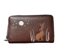 Solis Accessories Moonlit Warren Rabbit & Moon - Portafoglio con cerniera e portamonete - Ecopelle - Interno a fisarmonica - 16 × 10 × 2,5 cm, cioccolato, Taglia unica, Contemporane