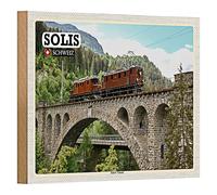 Solis Viadotto | Svizzera | Targa in legno nostalgico | Ferrovia | 18 cm x 12 cm