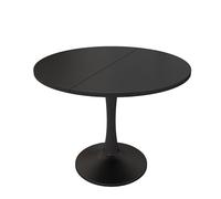 Solisburne Tavolo da pranzo allungabile, rotondo, per 4-6 persone, tavolo da pranzo, pieghevole, per soggiorno, tempo libero, stile semplice, nero, 100/140 x 100 x 75 cm