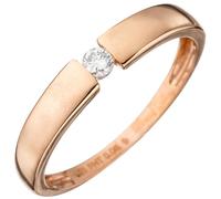 Solitario Anello Donna Con Diamante Brillante, 585 Oro Rosso, Anello di Diamante