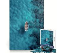 Solitudine, Pace, Barca, Acqua Turchese, Puzzle per Adolescenti, 1000 Pezzi, Richiamo, Miglioramento, Calma, Rilassamento, Taglio Chiaro, Collezione Artistica (50x75cm)