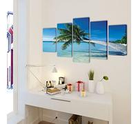 Solivagant 5 pz Set Stampa su Tela da Muro Spiaggia con Palma 200 x 100 cm,Multicolore,3.1kg
