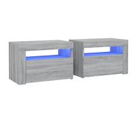 Solivagant Comodini 2 pz con Luci LED Grigio Sonoma 60x35x40 cm,Grigio,25.62kg