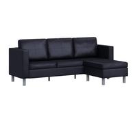 Solivagant Divano Componibile a 3 Posti in Pelle Artificiale Nero,Nero,44.4kg