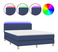 Solivagant Letto a Molle con Materasso e LED Blu 140x200 cm in Tessuto,Blu,61.17kg