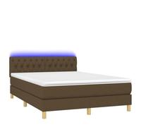 Solivagant Letto a Molle Materasso e LED Marrone Scuro 140x200 cm Tessuto,Marrone,61.72kg