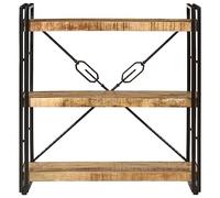 Solivagant Libreria 3 Livelli 77x30x80 cm Legno Massello di Mango e Ferro,Marrone,13.56,kg