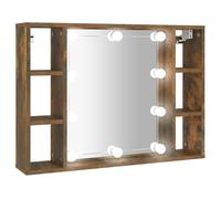 Solivagant Mobile a Specchio con LED Rovere Fumo 76x15x55 cm,Marrone,12.18kg