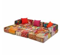 Solivagant Pouf Modulare a 3 Posti in Tessuto Patchwork,Multicolore,60.49kg