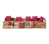 Solivagant Pouf Modulare a 4 Posti in Tessuto Patchwork,Multicolore,73.65kg