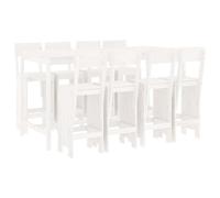 Solivagant Set Bar da Giardino 9 pz Bianco in Legno Massello di Pino,Bianco,95.86kg